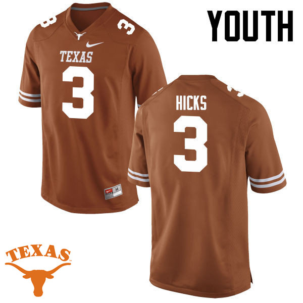 Youth #3 Jordan Hicks Texas Longhorns College Football Jerseys-Tex Orange